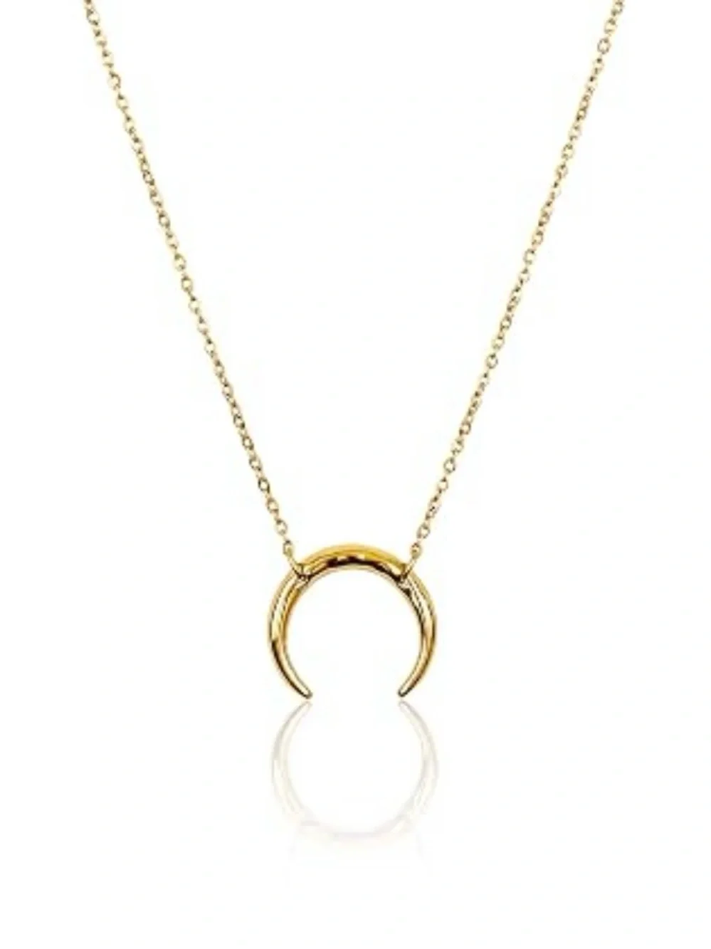 Benevolence LA Luna Half Moon Necklace Crescent 14k Gold Plated Double Horn